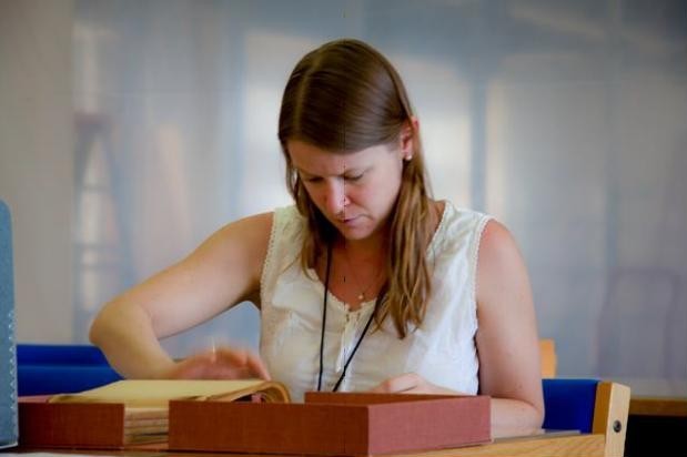 Dr. Boustead researching the long winter manuscript